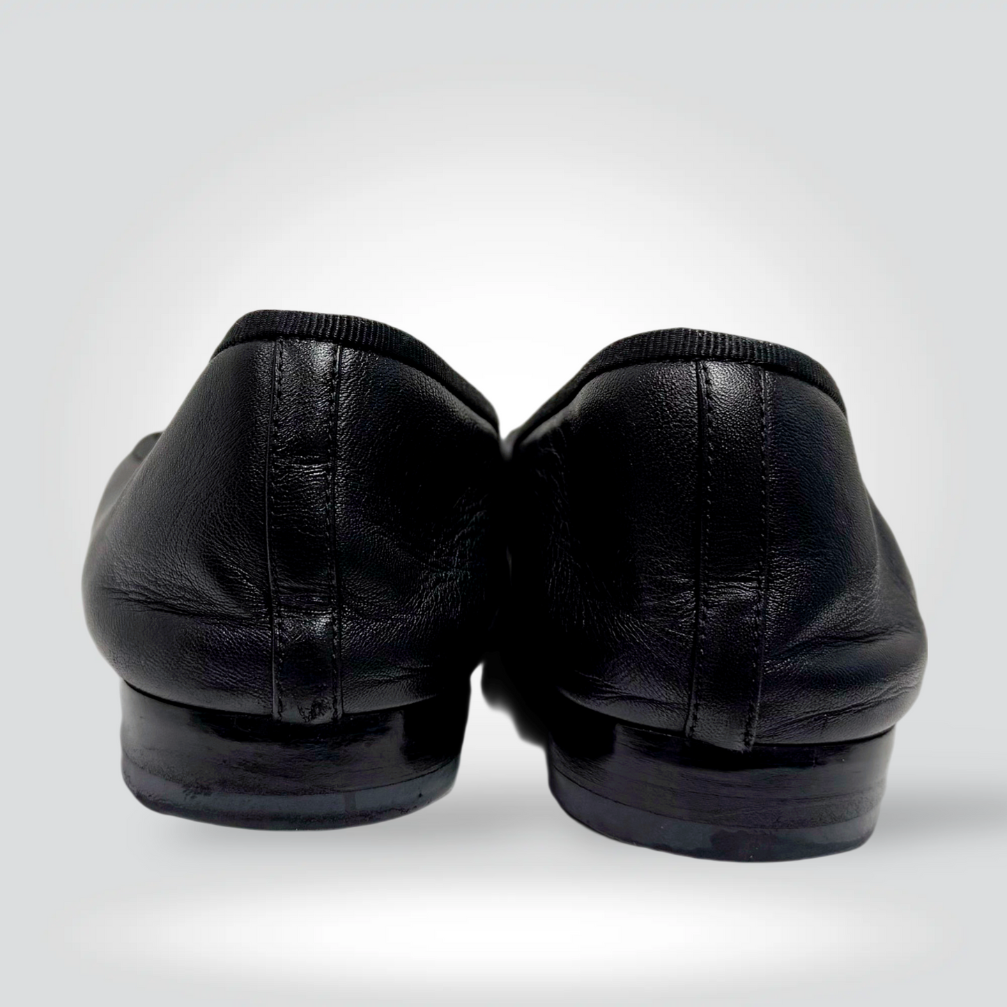 Chanel Classic Ballet Flats Black Lambskin Patent CC Toe Cap Grosgrain Bow — Size 41 Good| Style Reissue Vancouver