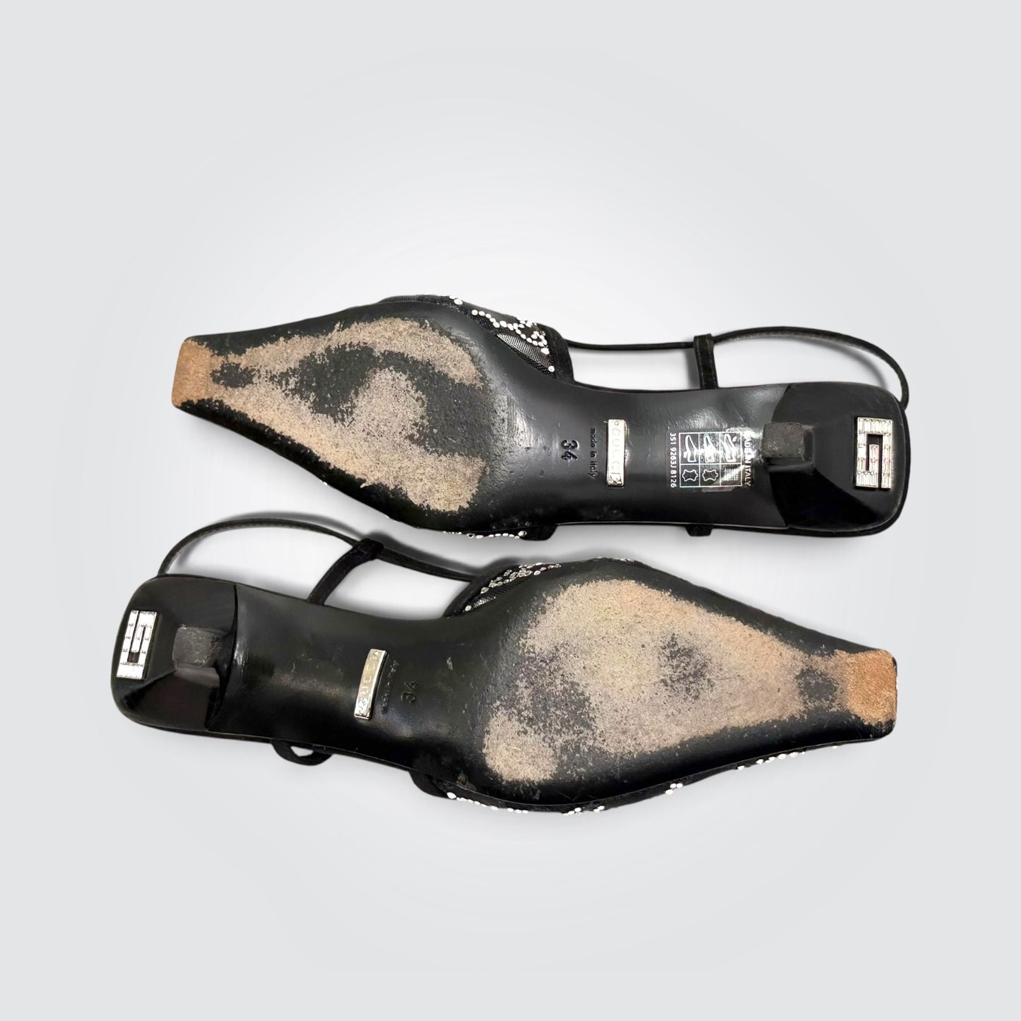 Pre-Owned Gucci Tom GG Crystal Mesh Slingback Pumps