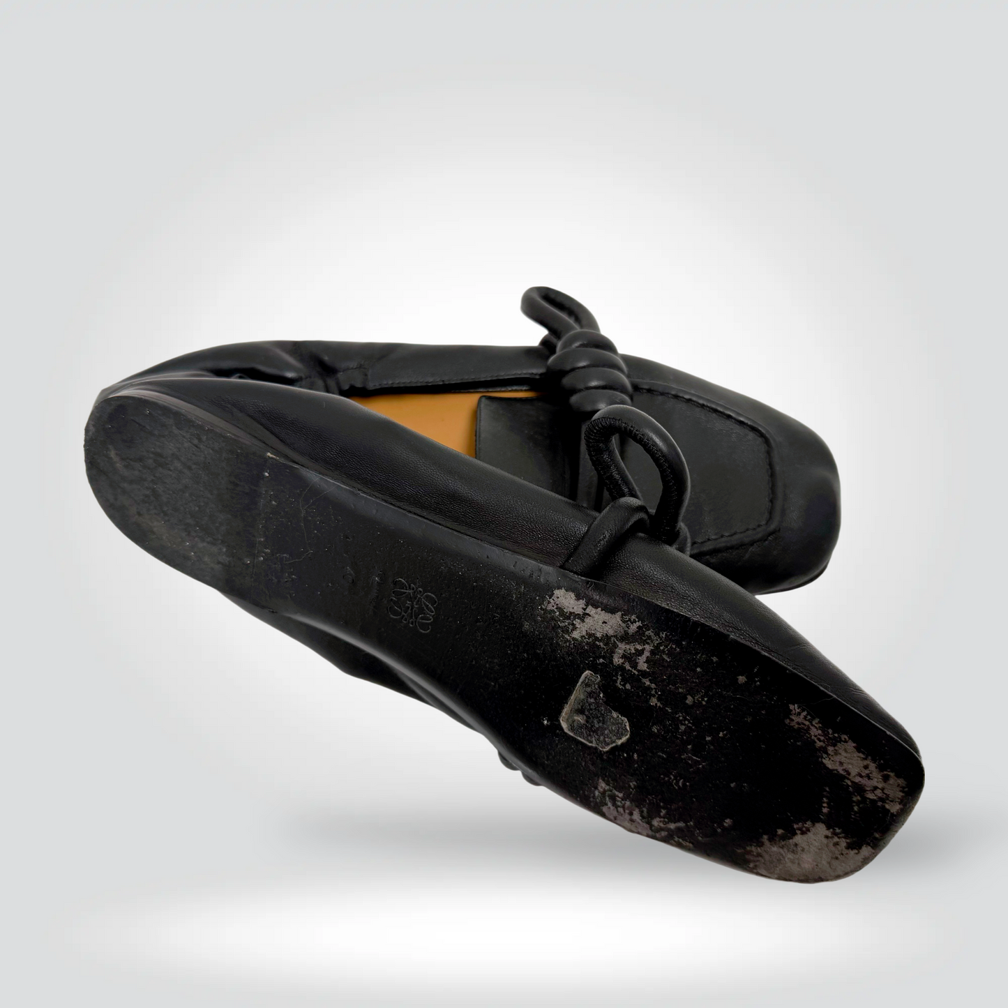 Loewe Toy Loafers Loewe Black Leather Knotted Strap Square Toe — Size 41 Good| Style Reissue Vancouver