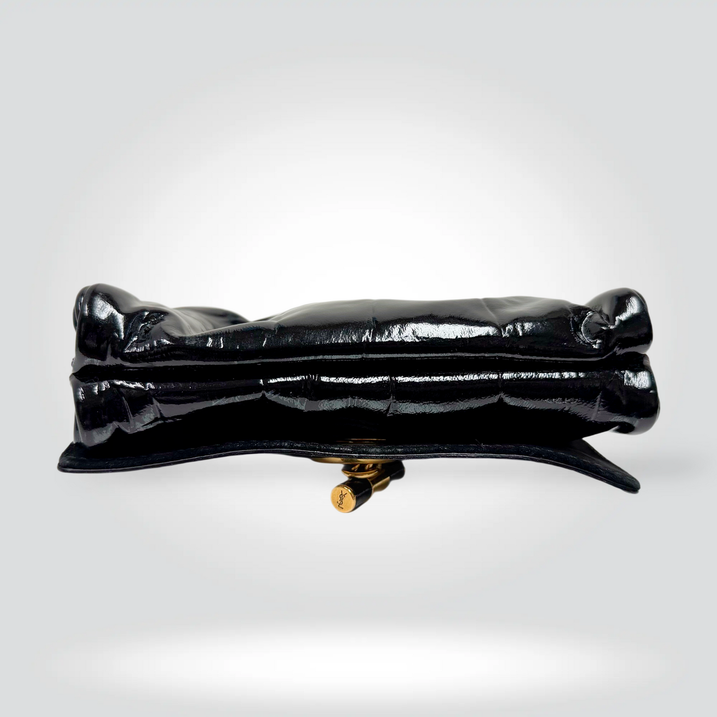 Saint Laurent Croc Embossed Patent Leather Chain Bag Black Gold Turn Lock Clasp — Very Good | Style Reissue Vancouver