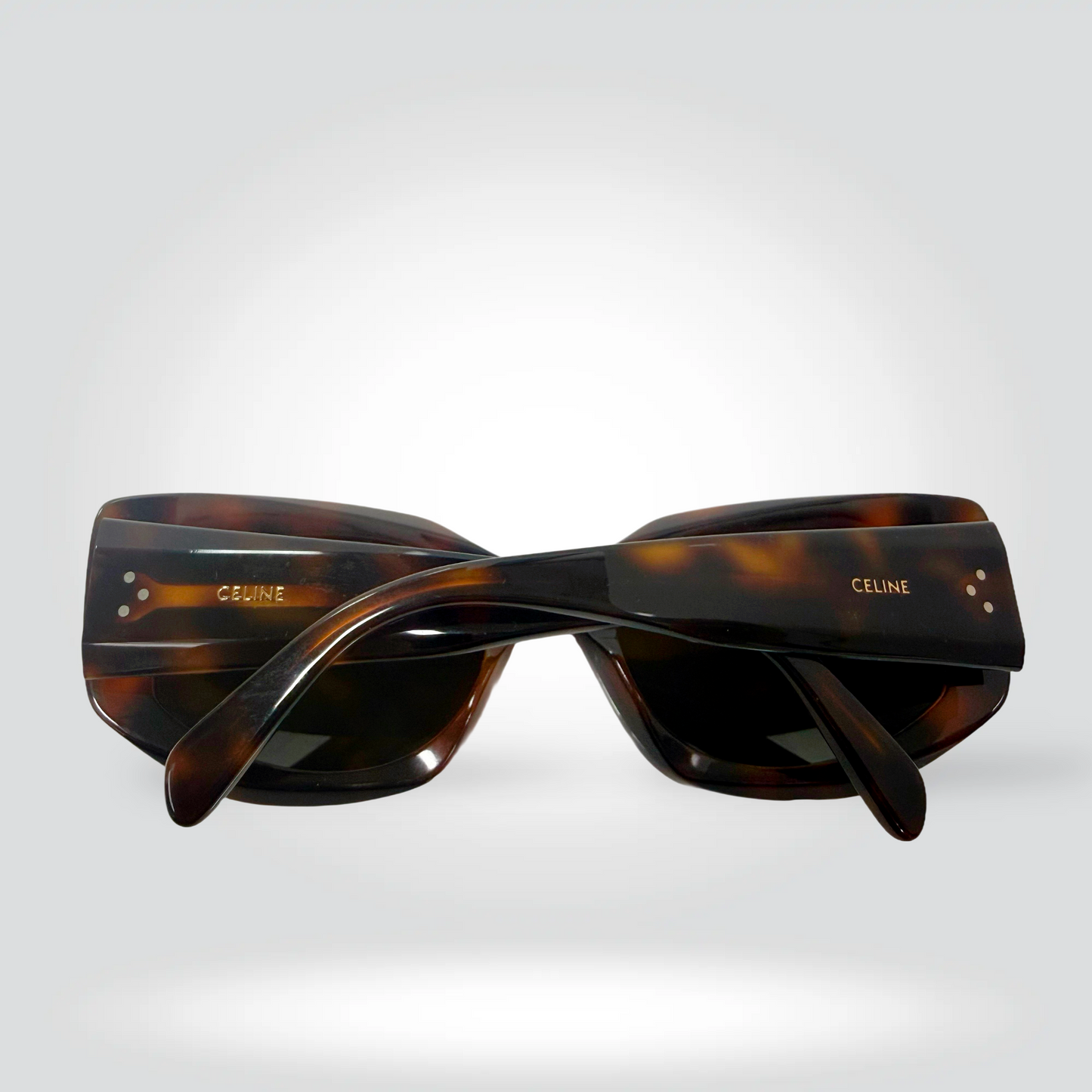 Celine Rectangle Tortoiseshell Acetate Sunglasses Dark Smoke Lenses — Very Good | Style Reissue Vancouver