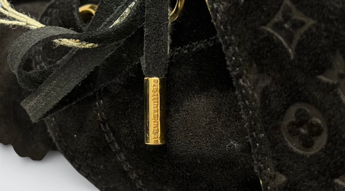 Pre-Owned Louis Vuitton Black Monogram Suede Ankle Boots — Size 41