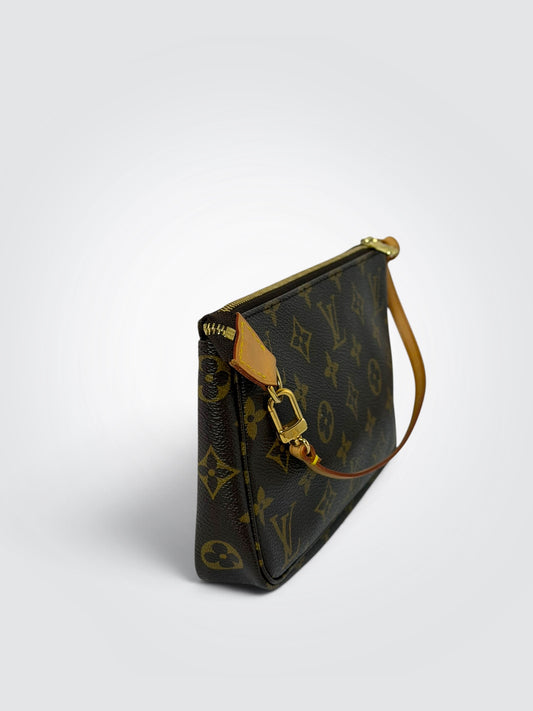 Pre-Owned Vintage Louis Vuitton Monogram Pochette Accessoires Shoulder Bag – Brown Coated Canvas with Natural Leather Strap