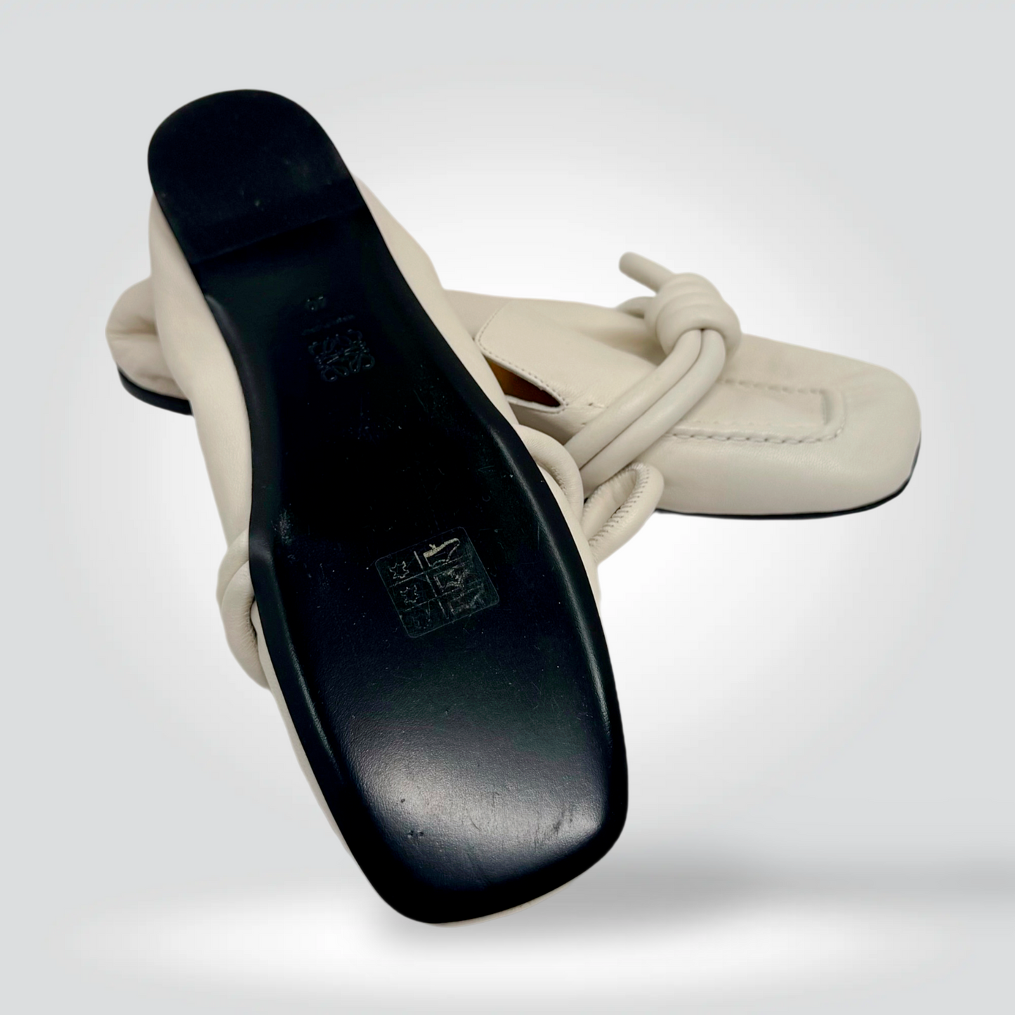 Loewe Toy Loafers Cream Off-White Leather Knotted Strap Square Toe — Size 41 — Good | Style Reissue Vancouver