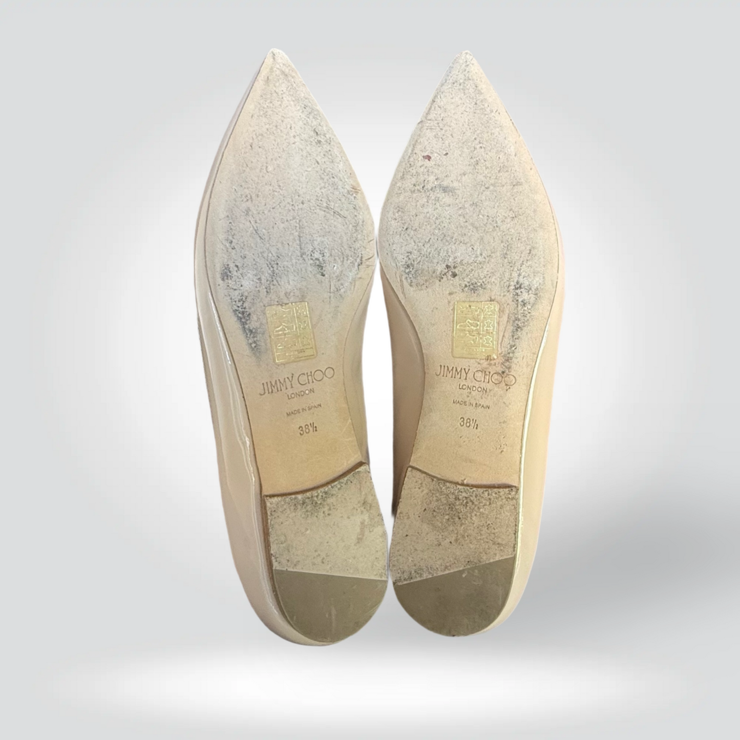 Jimmy Choo Pointed Toe Ballet Flats Nude Iridescent Patent Toe Cap — Size36.5 — Good | Style Reissue Vancouver