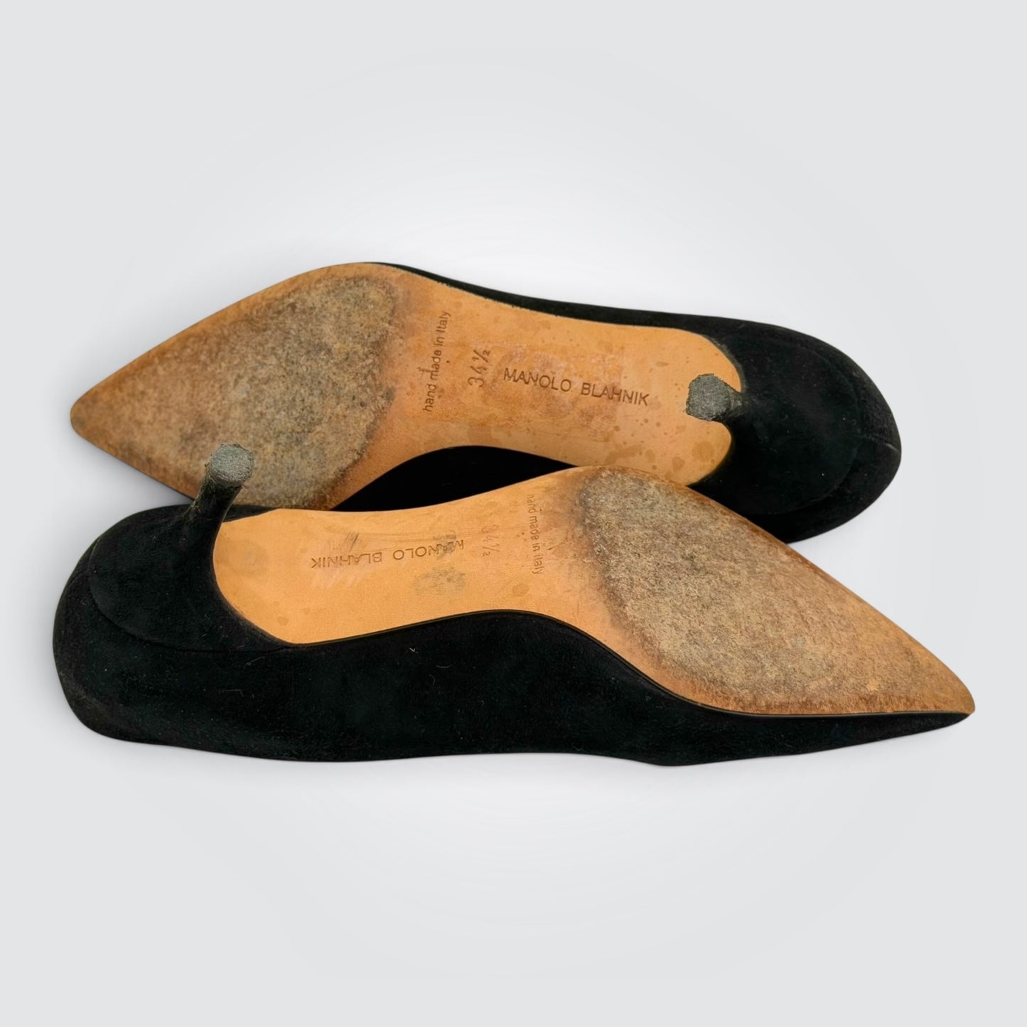 Pre-Owned Manolo Blahnik BB Black Suede Kitten Heel Pumps
