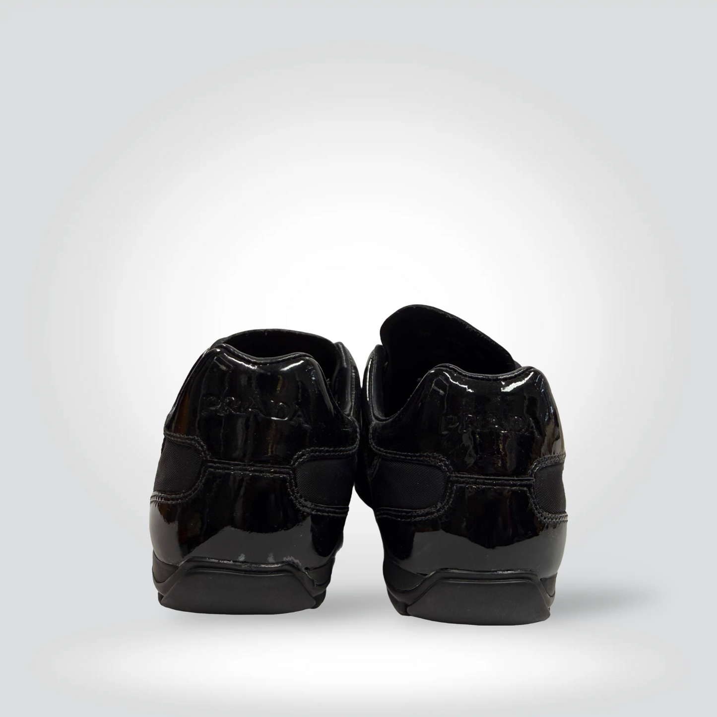 Pre-Owned Prada Patent Leather Velcro Strap Sneakers Black Red Logo Tab — Size 39 — Very Good Style Reissue Vancouver