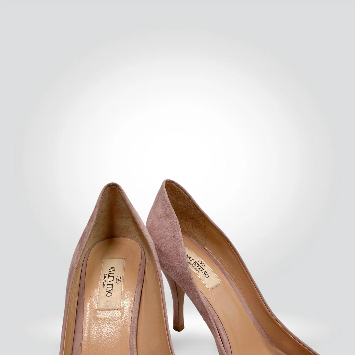 Pre-Owned Valentino Rockstud Dusty Rose Mauve Suede Pointed Toe Pump 4" Heel — Size 38 — Excellent | Style Reissue Vancouver