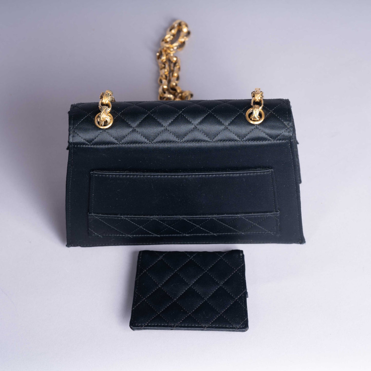 Pre-Owned Vintage Chanel Satin Quilted Bag + Card Holder