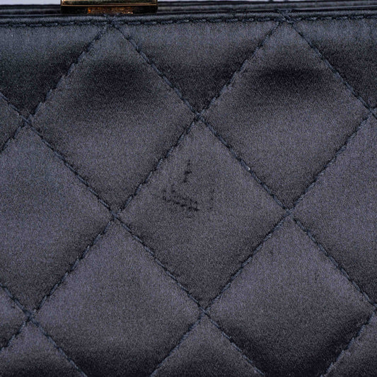 Pre-Owned Chanel Satin Clutch with 24K Gold Plating