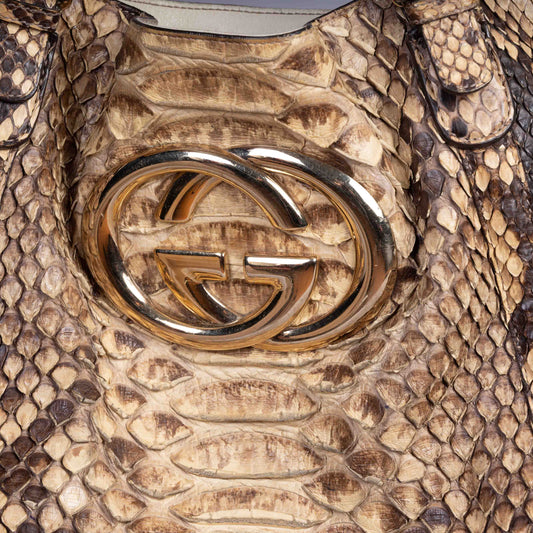 Pre-Owned GUCCI Python Brit Tote Bag