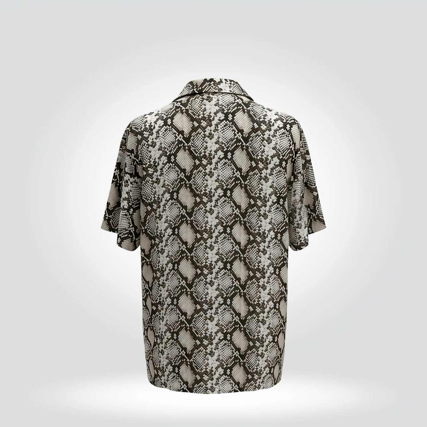 om Ford Python Print Short Sleeve Shirt Tan Brown Snakeskin Camp Collar — Size — Very Good | Style Reissue Vancouver