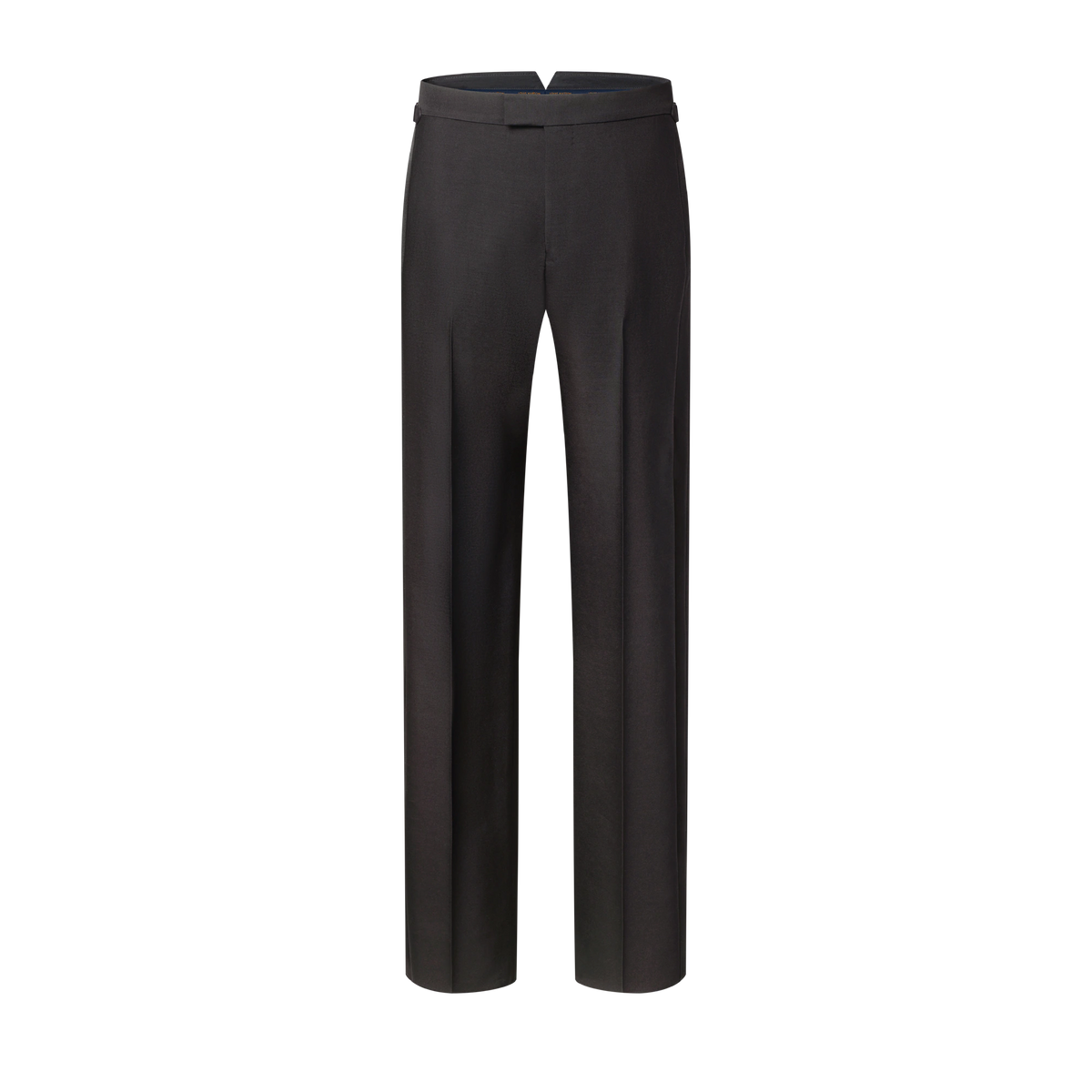 Pre-Owned Louis Vuitton Black Wool-Silk Evening Tuxedo Pants with Satin Side Bands — Size 40