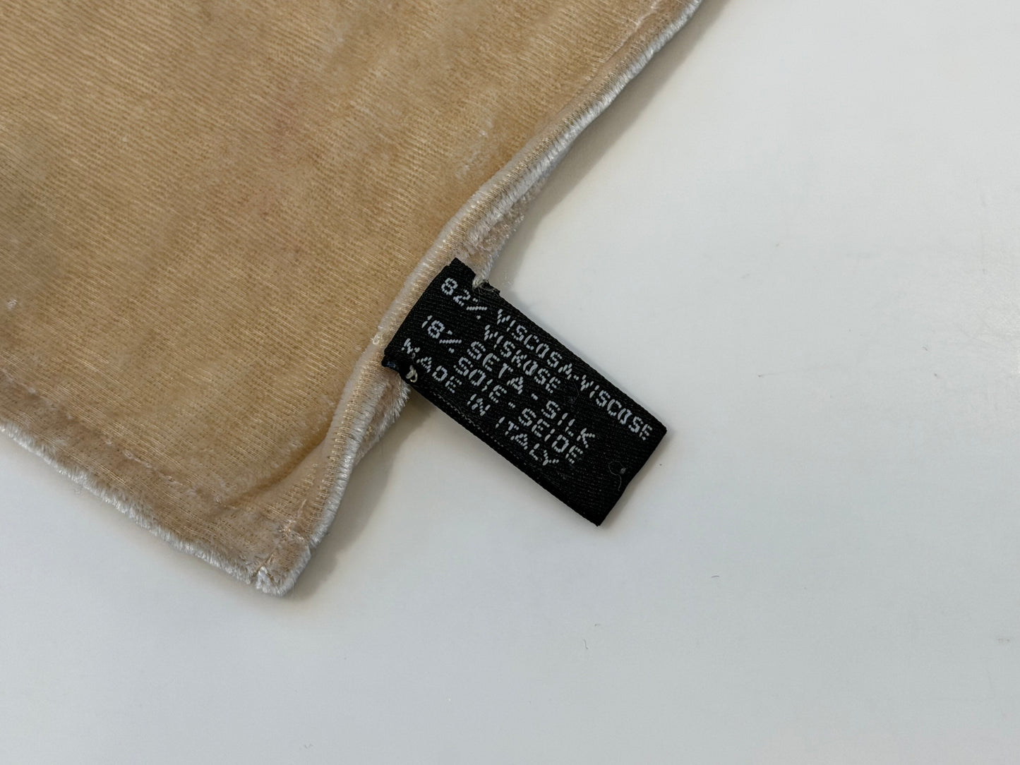 Pre-Owned Chanel Blue Teal Tan Tweed Effect Print Scarf Gold CC Logo Medallion Tan Border — Pristine | Style Reissue Vancouver