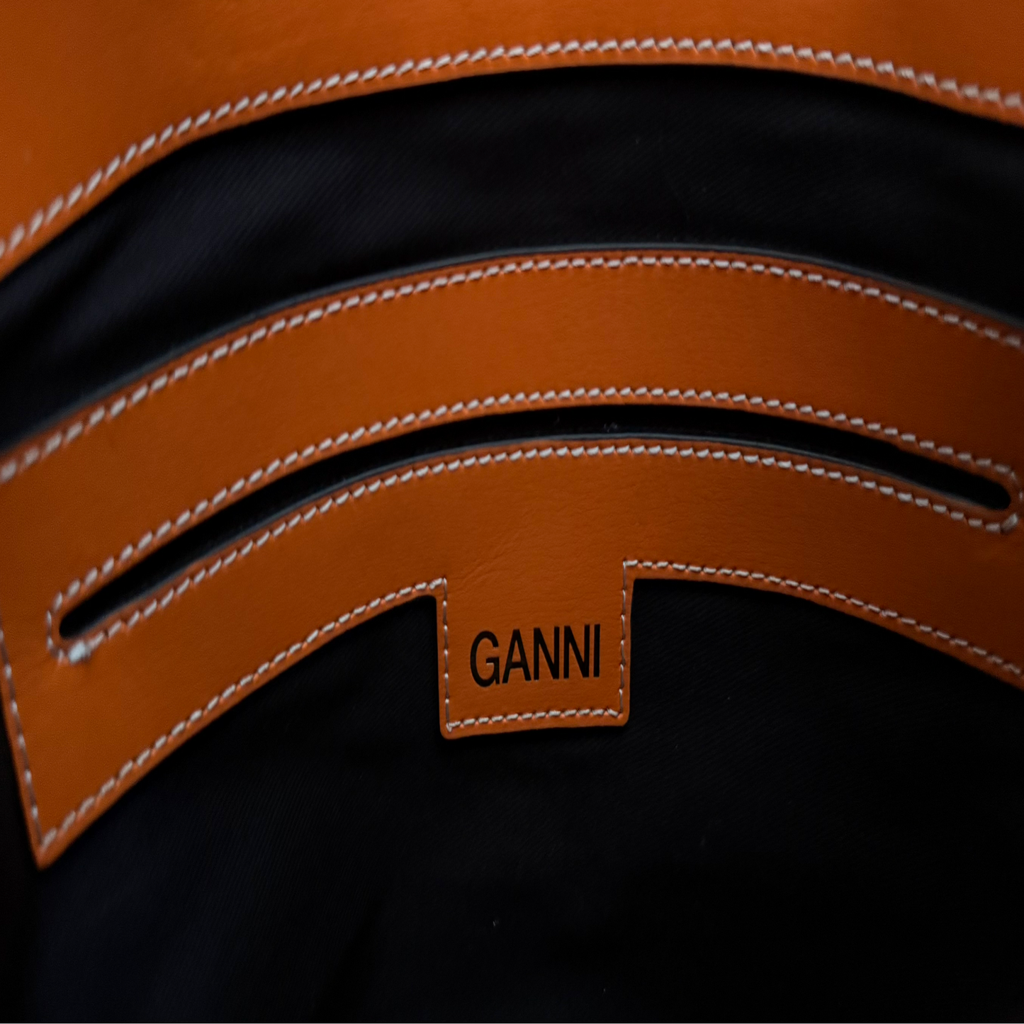 Pre-Owned Ganni Kraft Raffia Orange Leather Trim Top Handle Crossbody Bag GANNI Logo — Very Good | Style Reissue Vancouver