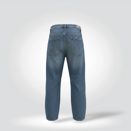 Pre-Owned Rag & Bone Emerson Nil Lotan Medium Blue Wash Barrel Leg Cropped Jeans — Size 30 — Good | Style Reissue Vancouver