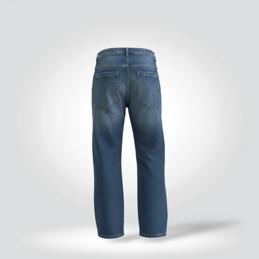 Pre-Owned Nili Lotan Emerson Medium Blue Wash Relaxed Barrel Leg Cropped Jeans — Size 27 — Good | Style Reissue Vancouver
