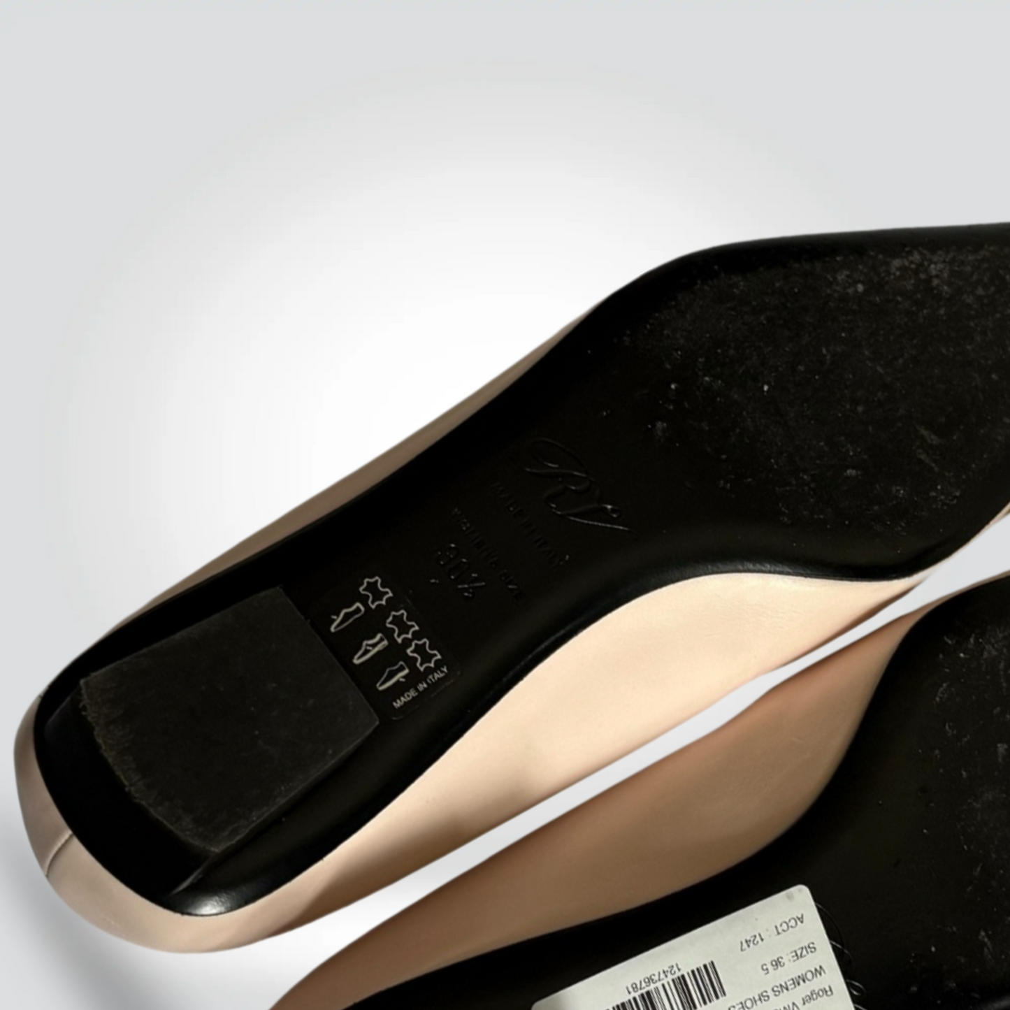 Pre-Owned Roger Vivier Belle Vivier Blush Baby Pink Leather Square Toe Flat Gold Square Buckle — Size 36.5 — Pristine | Style Reissue Vancouver