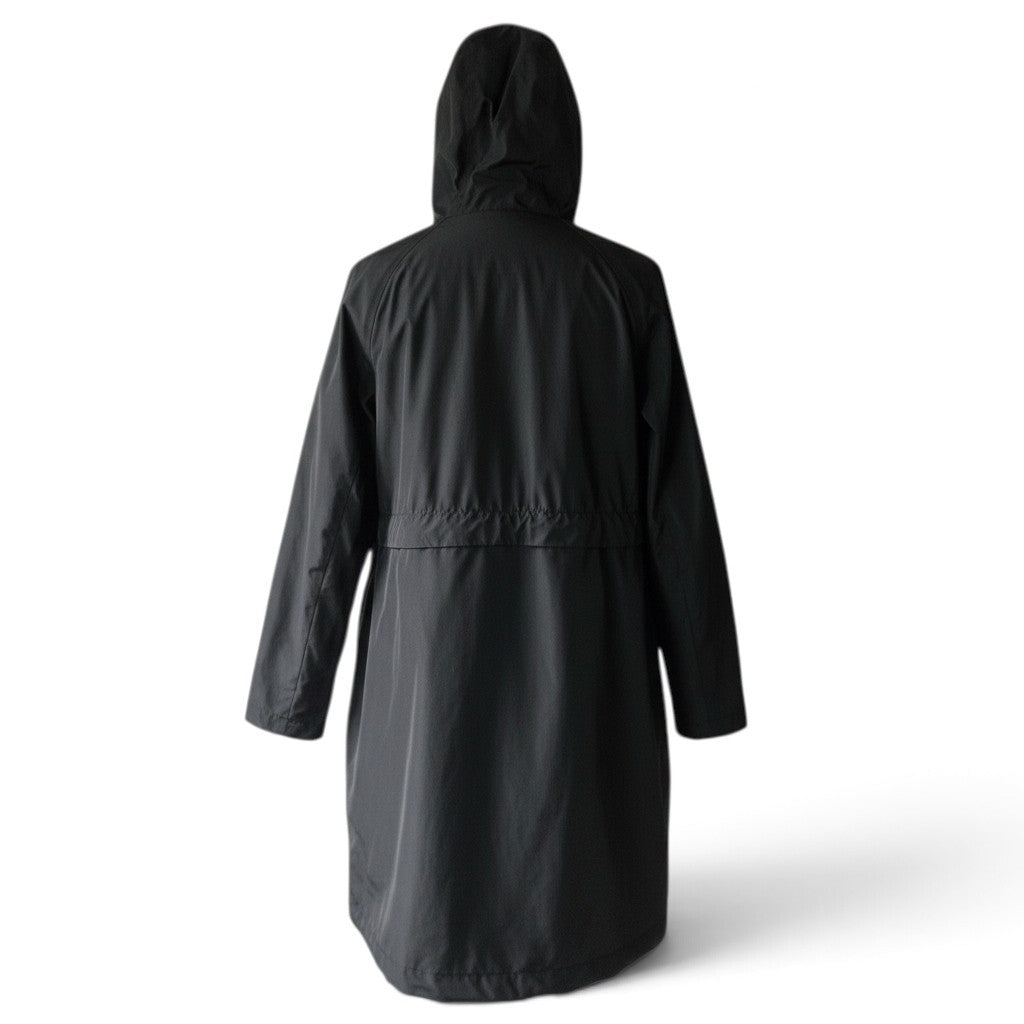Pre-Owned Herno Black Nylon Hooded Zip Raincoat — Size 44