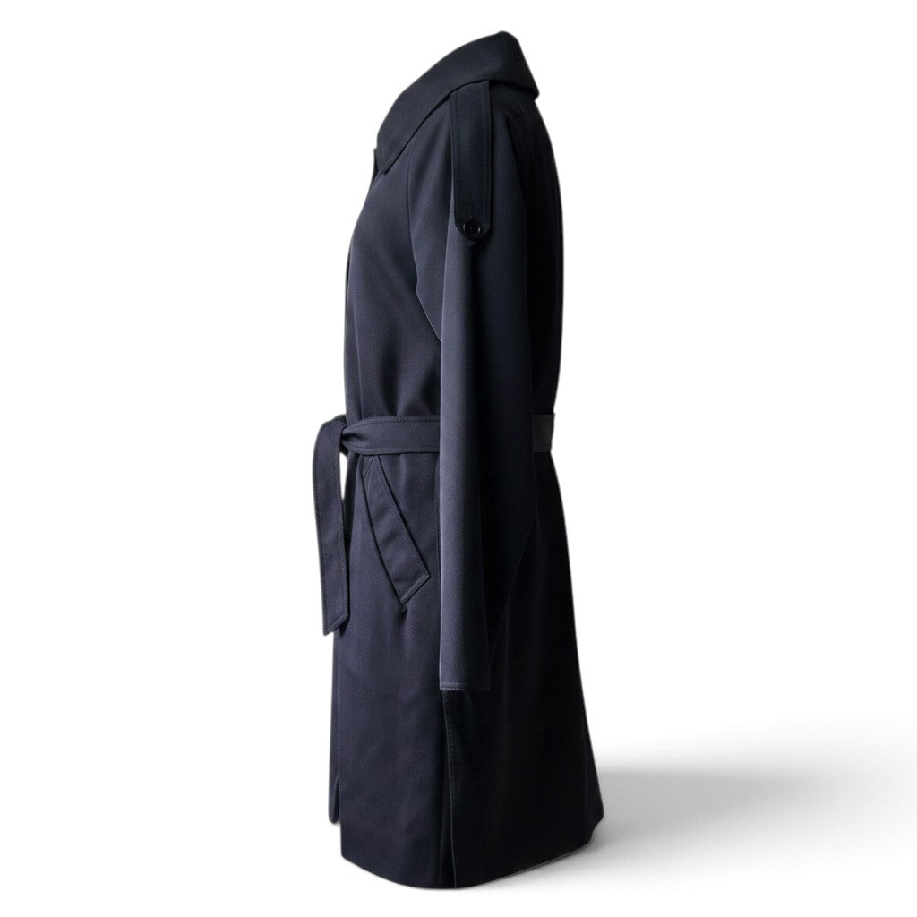 Pre-Owned Herno Navy Wool Blend Belted Trench Coat — Size 38