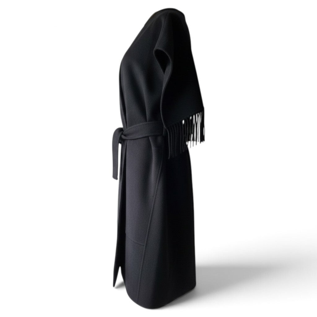 Pre-Owned Hermès Black Double-Sided Cashmere Belted Vest — Size 38