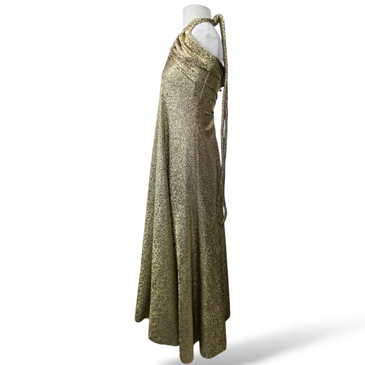 Pre-Owned Proenza Schouler Gold Metallic Halter Maxi Dress — Size 8