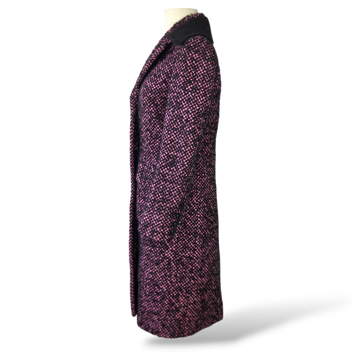 Pre-Owned Prada Pink & Purple Mohair Wool Tweed Single-Breasted Coat — Size 36