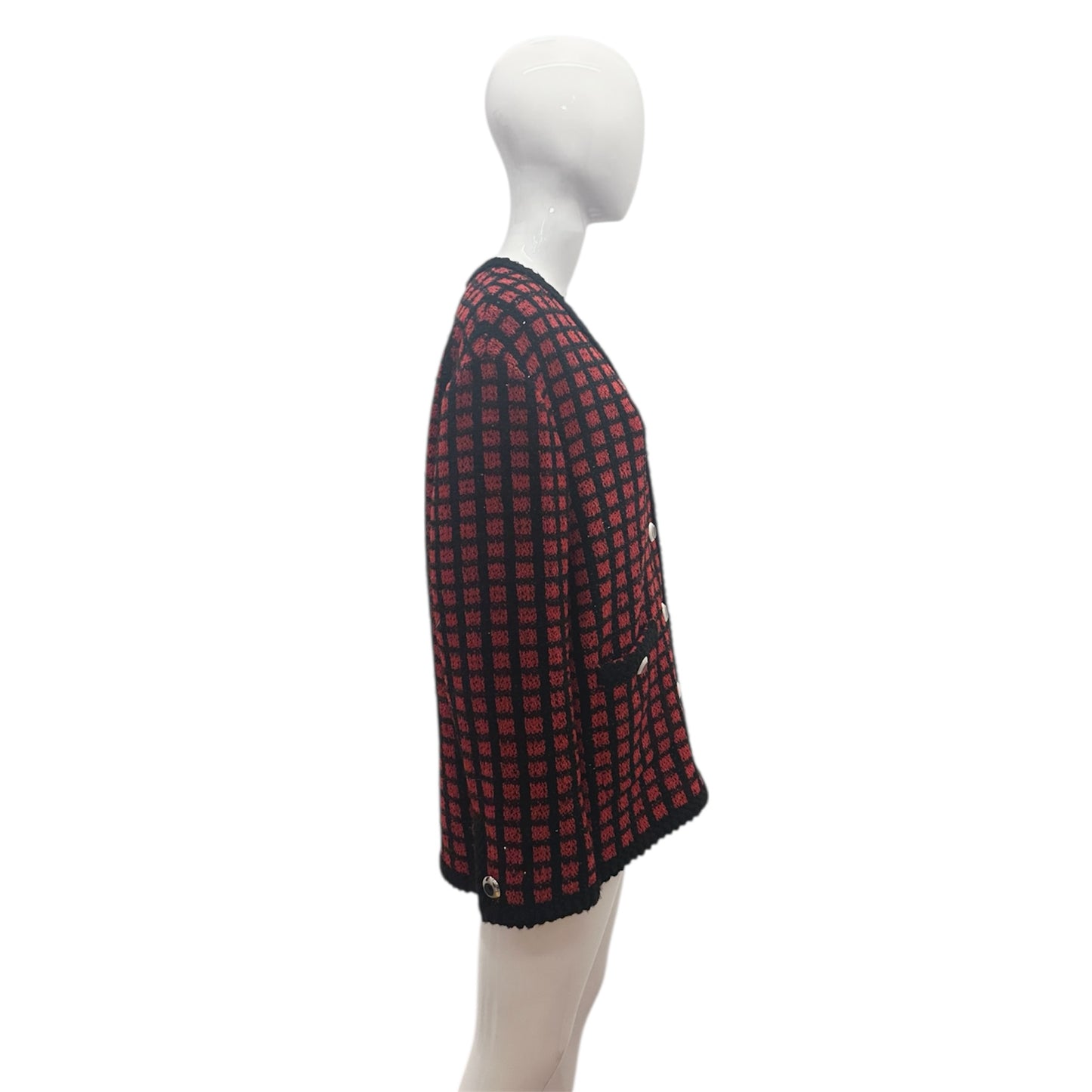 Preowned- Miu Miu Spangle Check Tweed Wool Jacket (Size 40)