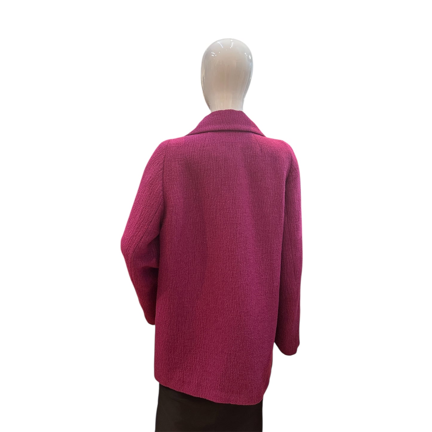 Preowned- Dries Van Noten Fuchsia Pink Double-Breasted Tweed Short Trench Coat (38)