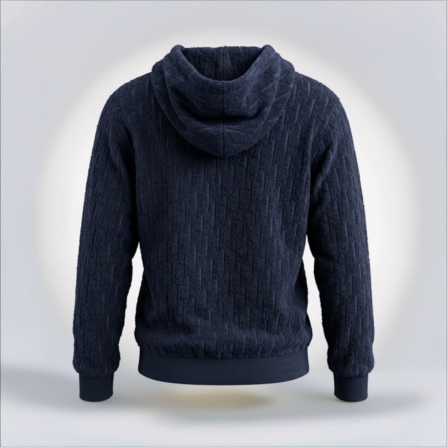 NWT Dior Navy Oblique Jacquard Terry Hoodie Tonal Logo Size M — Pristine | Style Reissue Vancouver