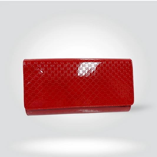 Gucci Microguccissima patent leather continental wallet red GG embossed — Style Reissue Vancouver
