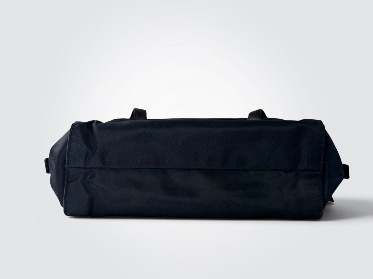 Pre-Owned Prada Black Nylon 3-Compartment Tote Shoulder Bag with Leather Trim