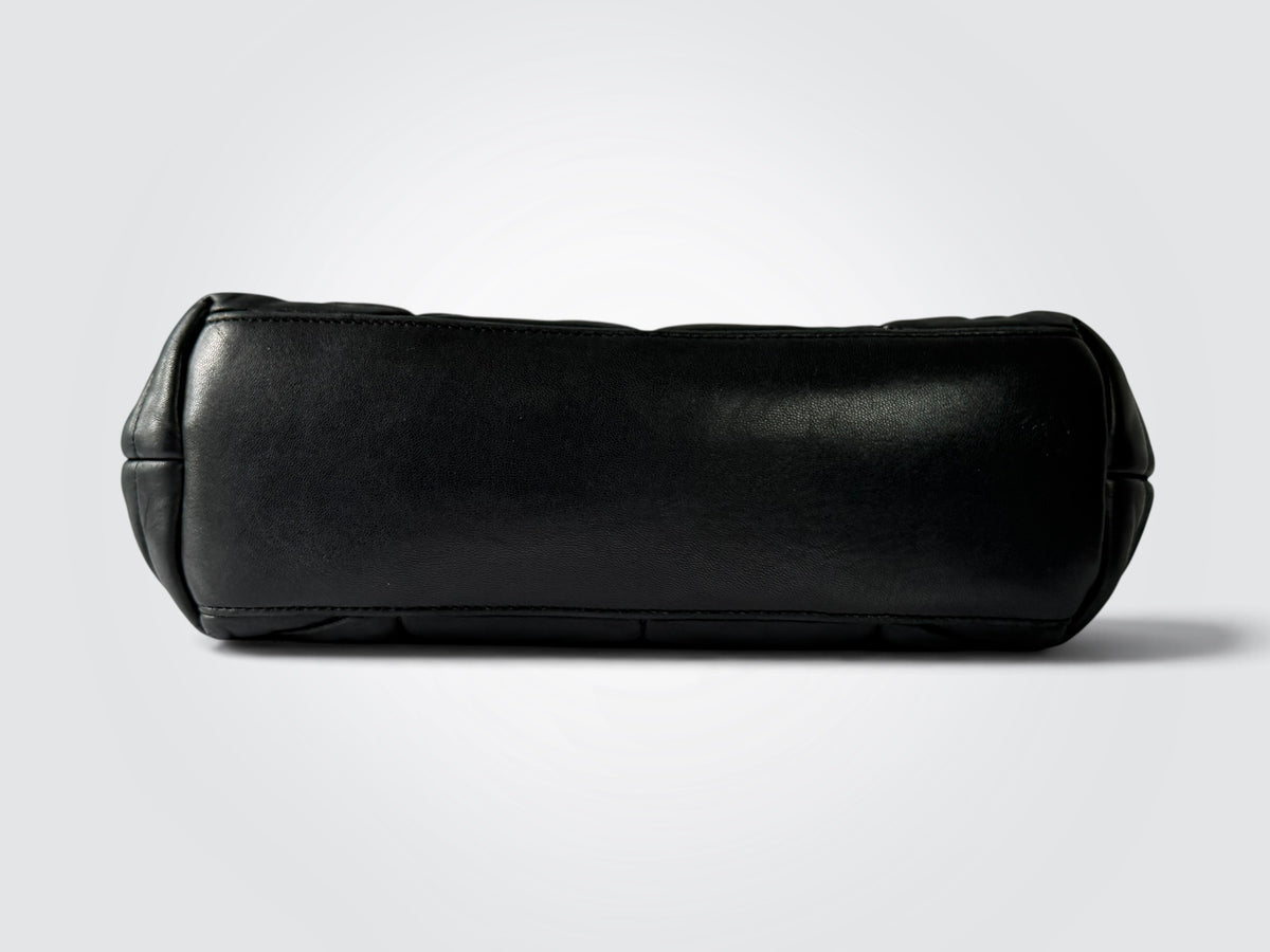 Pre-Owned Saint Laurent Loulou Puffer Medium Black Lambskin Shoulder Bag – Silver Hardware