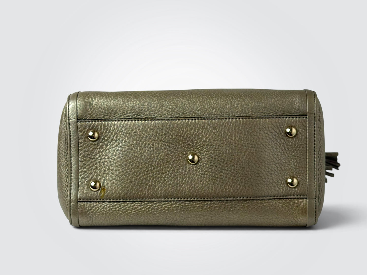 Pre-Owned Gucci Metallic Grained Leather Soho Tote – Embossed Interlocking G Logo and Light Gold-Tone Hardware