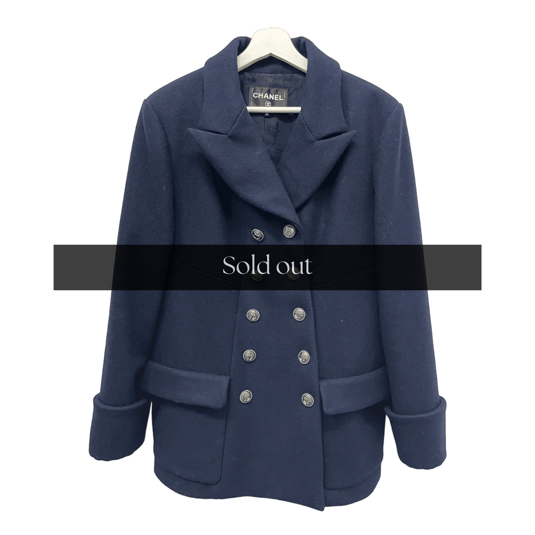 Chanel Double Breasted Marine Button Coat