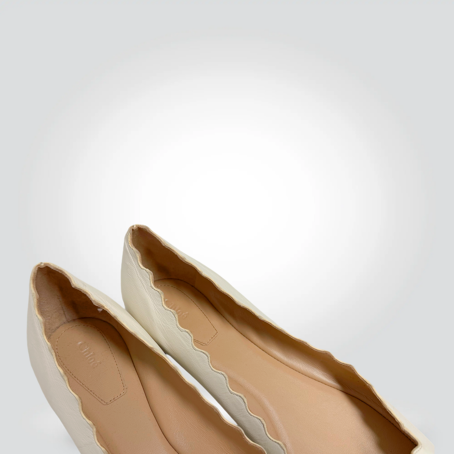 Chloé Lauren Scalloped Ballet Flats Cream — Style Reissue Vancouver