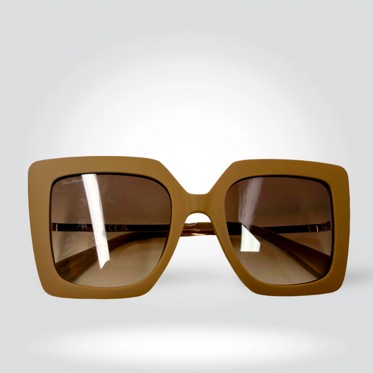 Max Mara Oversized Square Sunglasses Caramel Brown Acetate Gradient Lenses —Very Good  | Style Reissue Vancouver