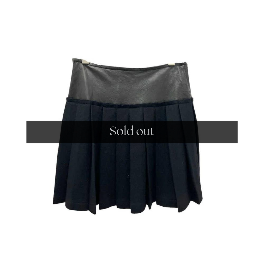 Burberry Pleated Leather/Wool Mini Skirt