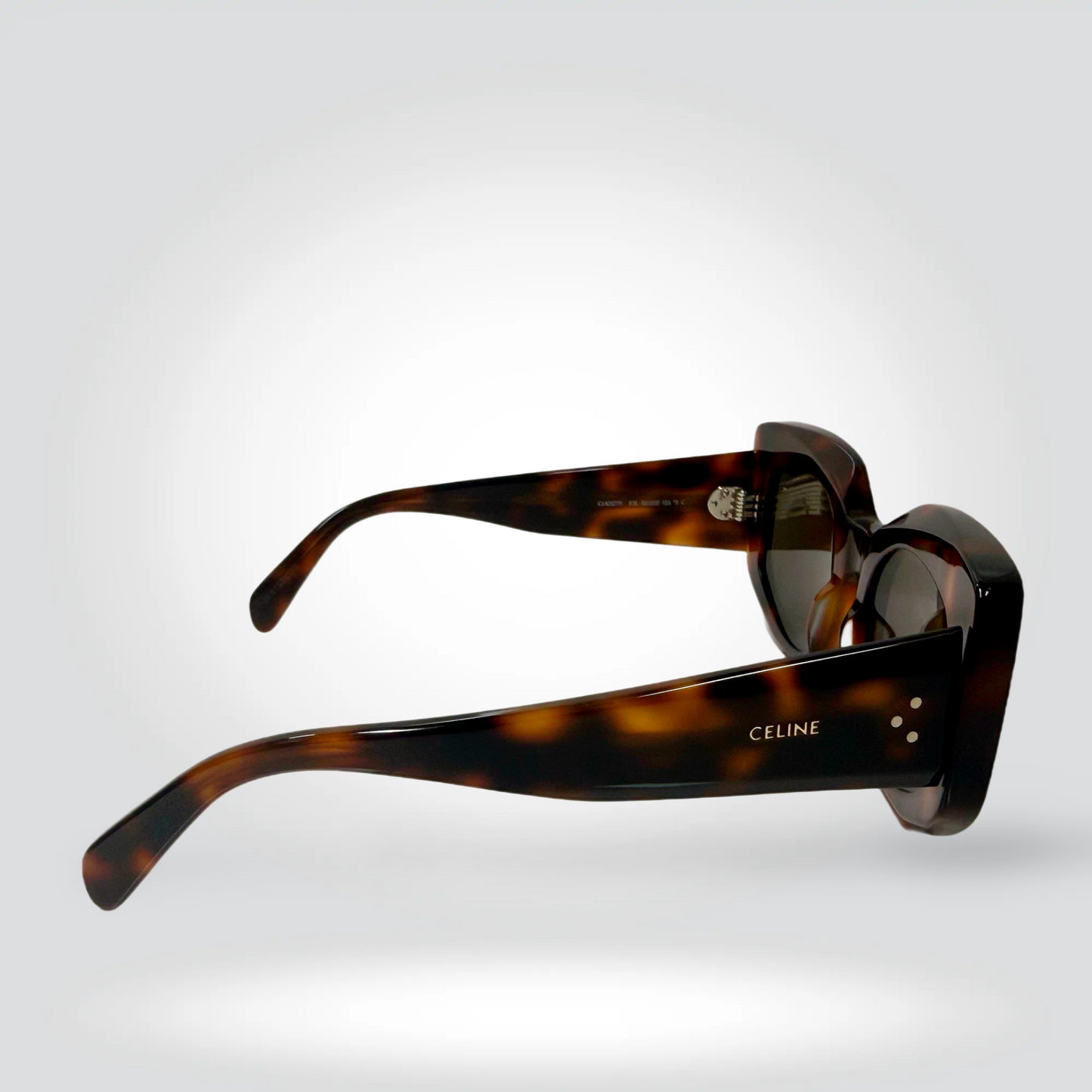Celine Rectangle Tortoiseshell Acetate Sunglasses Dark Smoke Lenses — Very Good  | Style Reissue Vancouver