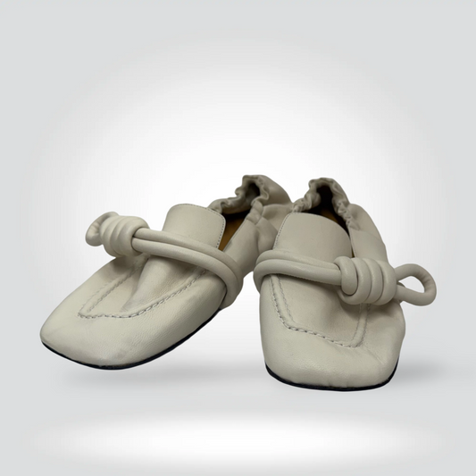 Loewe Toy Loafers Cream Off-White Leather Knotted Strap Square Toe — Size 41 — Good | Style Reissue Vancouver
