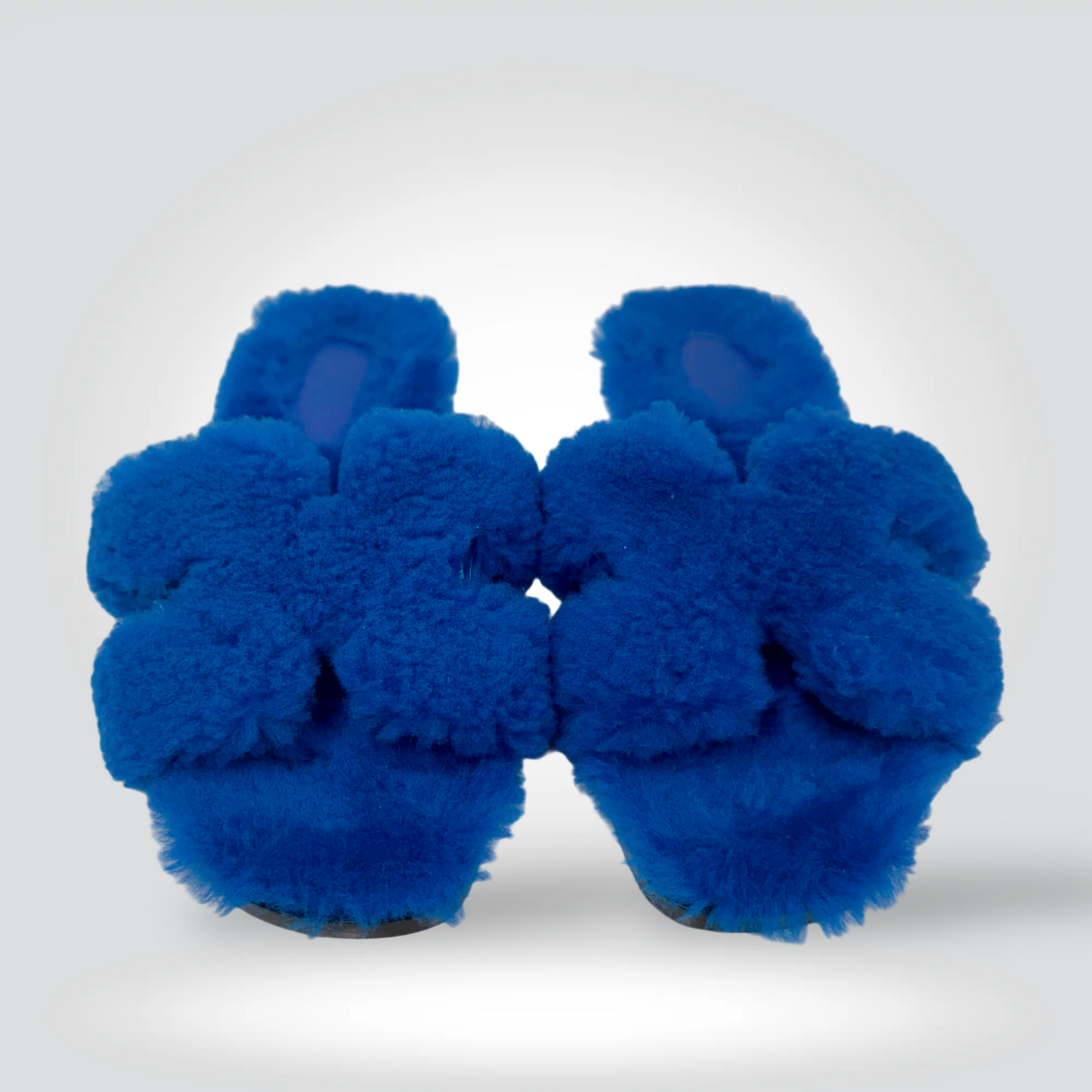 Hermès Shearling Slide Sandals Electric Blue — Size 38 Never worn | Style Reissue Vancouver