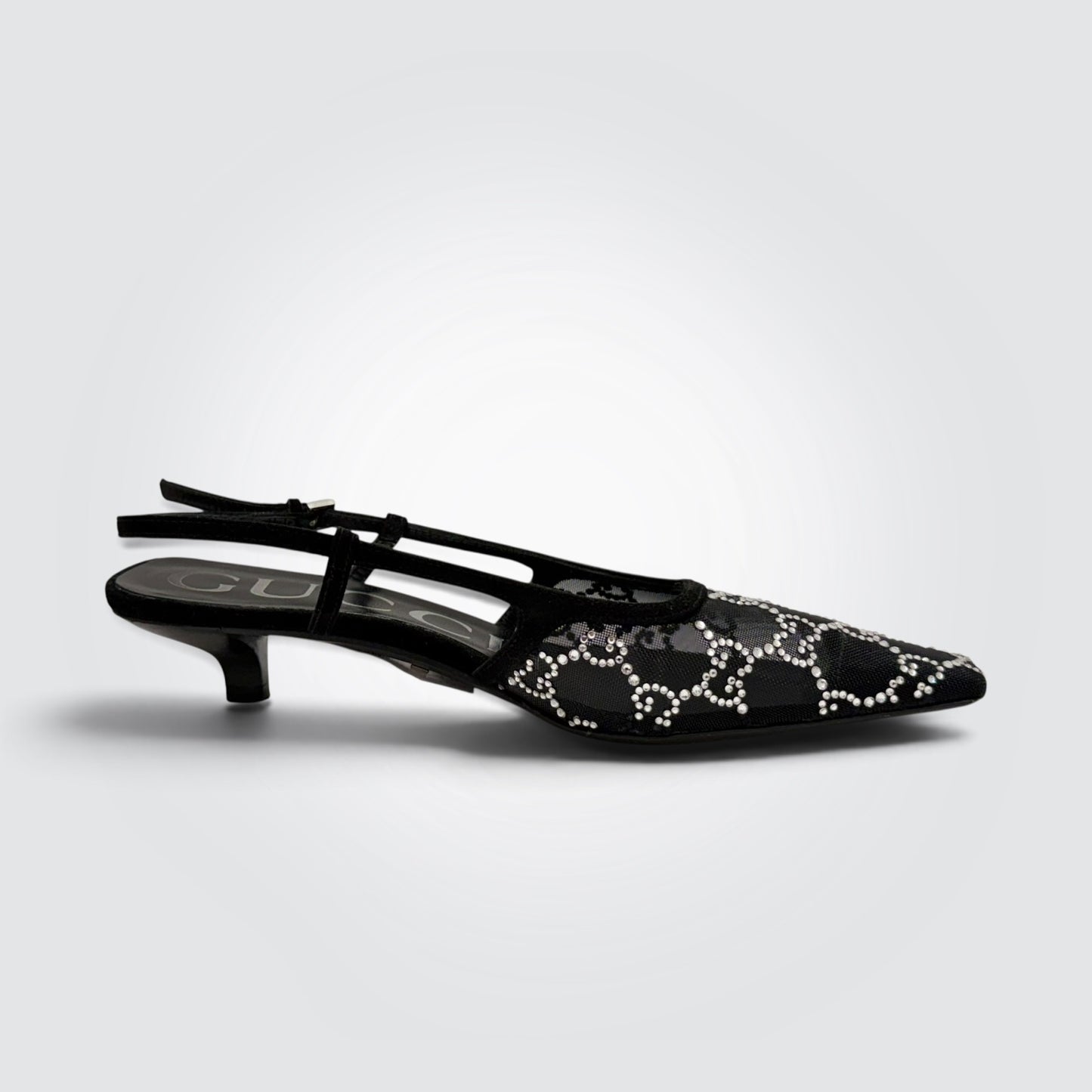 Pre-Owned Gucci Tom GG Crystal Mesh Slingback Pumps