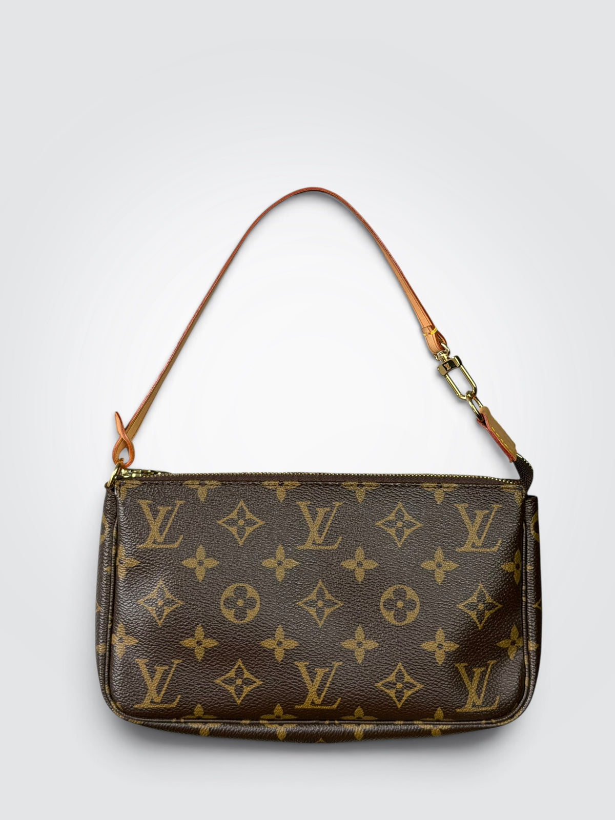 Pre-Owned Vintage Louis Vuitton Monogram Pochette Accessoires Shoulder Bag – Brown Coated Canvas with Natural Leather Strap