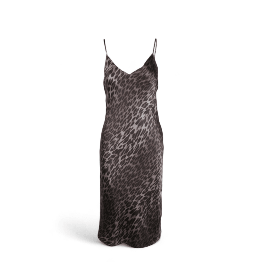 L’Agence Julieta Silk Leopard Print Slip Dress