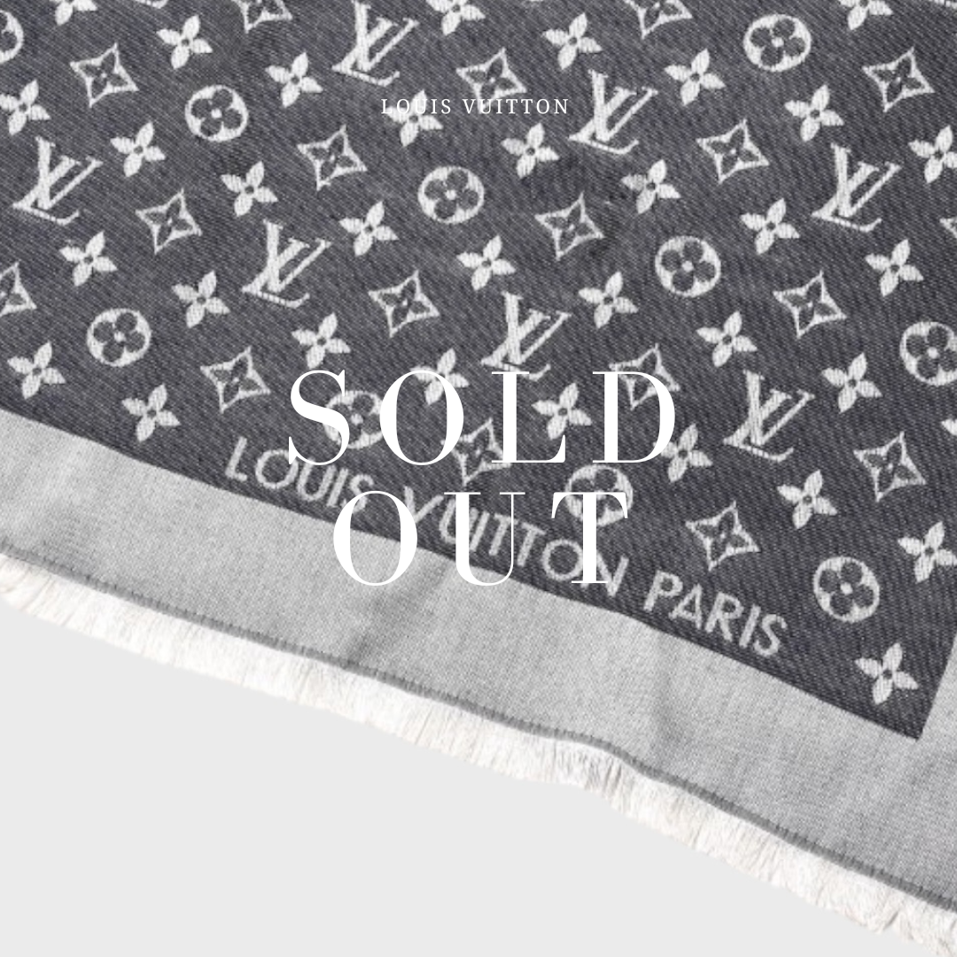 LOUIS VUITTON
Black Monogram Denim Silk/Wool Shawl Scarf