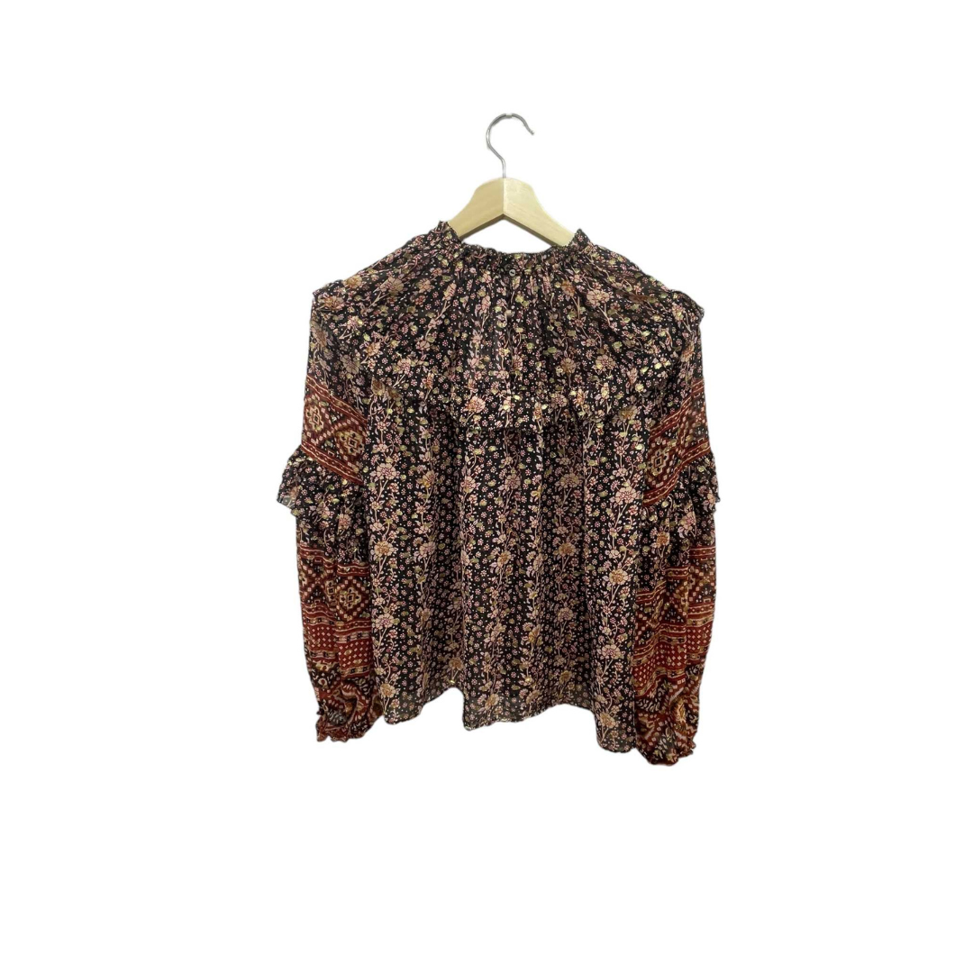 Ulla Johnson Burgundy and Gold Blouse Blouse - 4