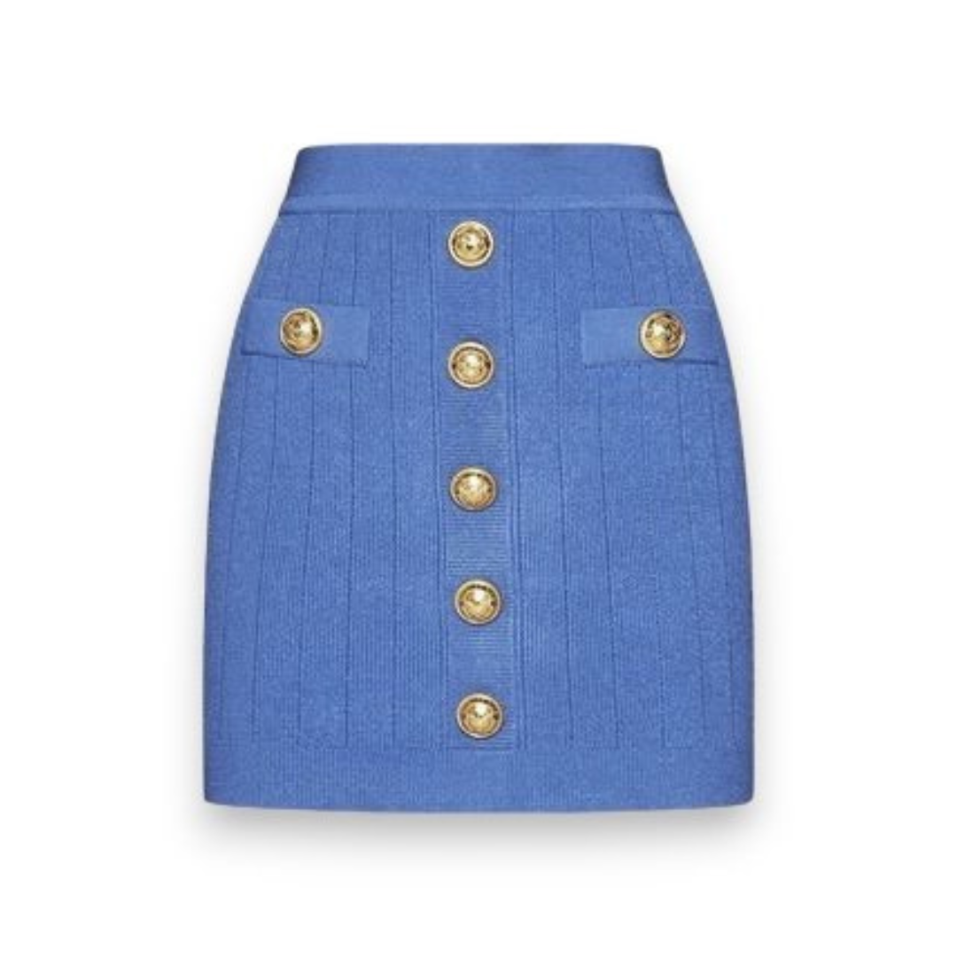 Balmain Ribbed-Knit Mini Skirt - 40