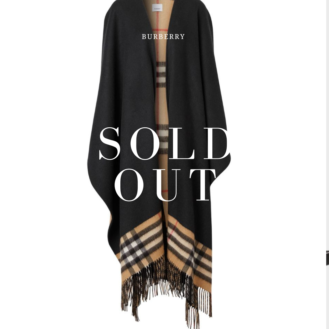 Reversible Burberry Check Wool Cashmere Cape