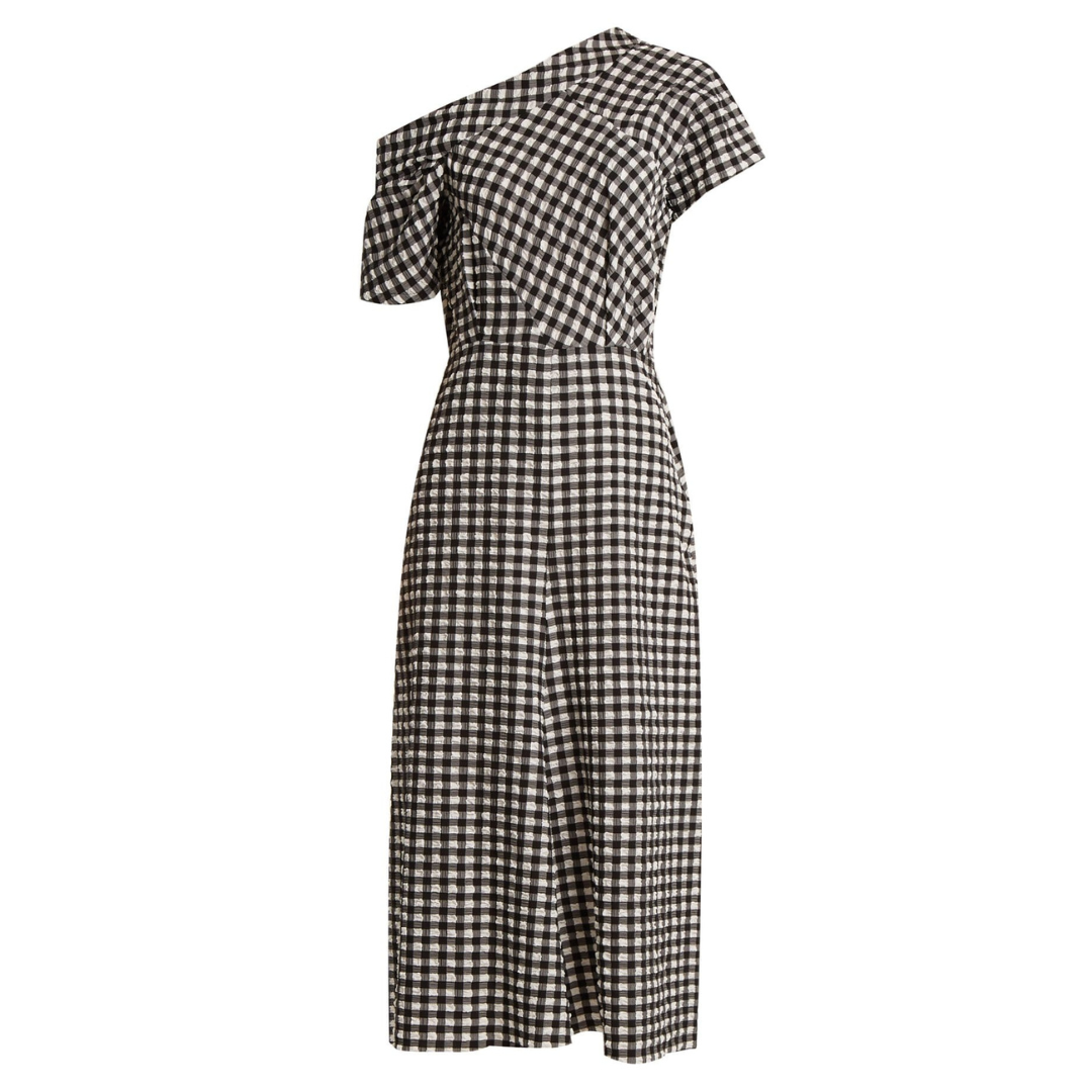 Rachel Comey Plaid Off the Shoulder  Midi Dress- 4