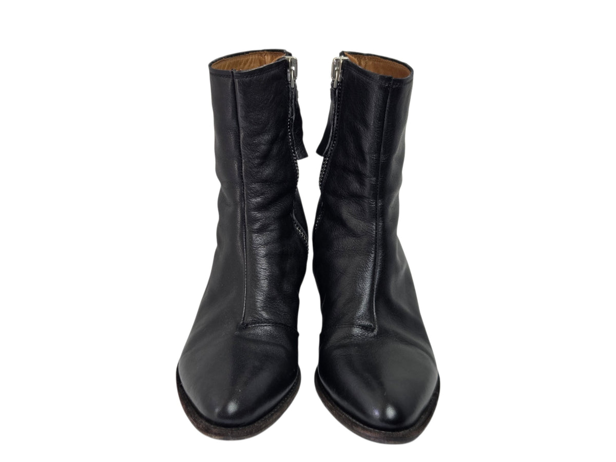 Pre-Owned Golden Goose Young Boots in Black Leather with Star Heel — Size 39